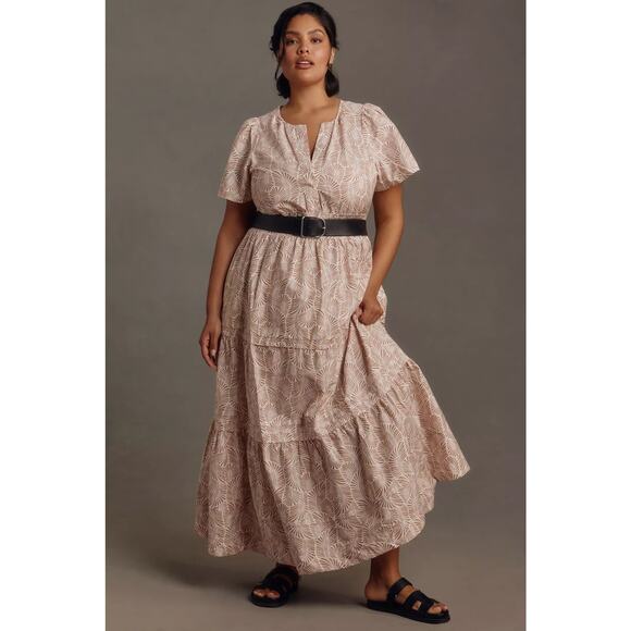 nwt by ANTHROPOLOGIE sz 2X Somerset Maxi Dress: Neutral Sands Motif - Picture 1 of 5